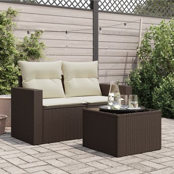 vidaXL Trädgårdsbord med glasskiva brun 55x55x37 cm konstrotting