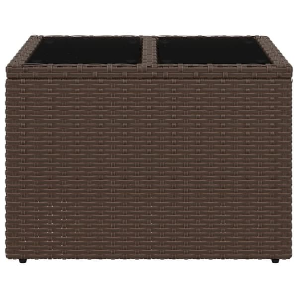 vidaXL Trädgårdsbord med glasskiva brun 55x55x37 cm konstrotting