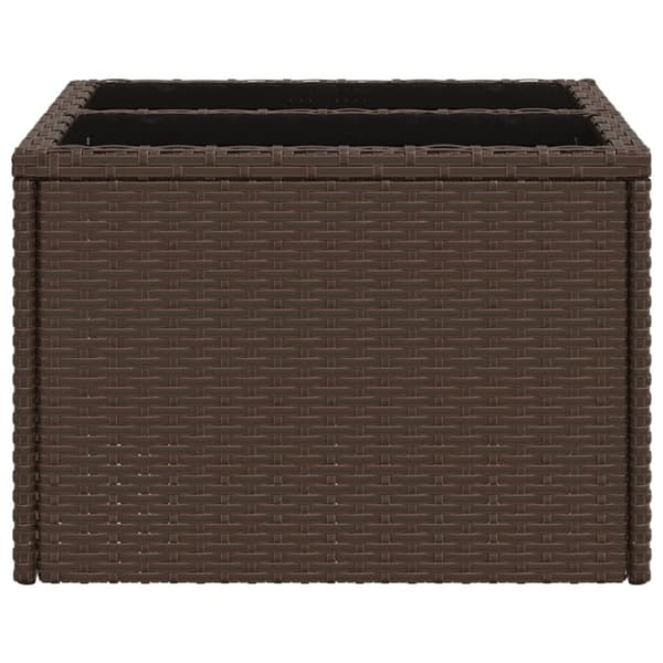 vidaXL Trädgårdsbord med glasskiva brun 55x55x37 cm konstrotting