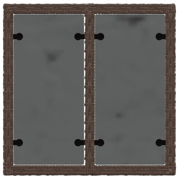 vidaXL Trädgårdsbord med glasskiva brun 55x55x37 cm konstrotting