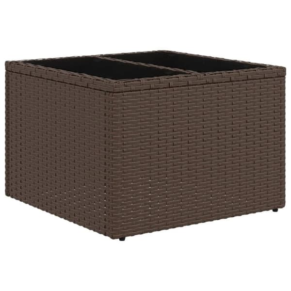 vidaXL Trädgårdsbord med glasskiva brun 55x55x37 cm konstrotting