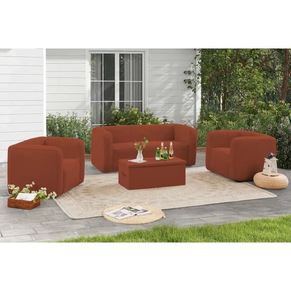 Terrakotta kista soffbord - TERRACOTTA - hopfällbart, rektangulärt, lackerat - 96x38,5x45,5 cm
