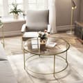 Miniatyrbillede 3 af 7: Sofabord - Round sofabord med glas top - guld