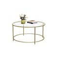 Miniatyrbillede 2 af 7: Sofabord - Round sofabord med glas top - guld