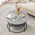 Miniatyrbillede 3 af 6: Sofabord - Rund - med planke - Industrielt design