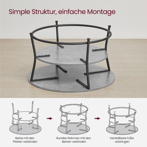Sofabord - Rund - med planke - Industrielt design