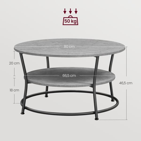 Sofabord - Rund - med planke - Industrielt design