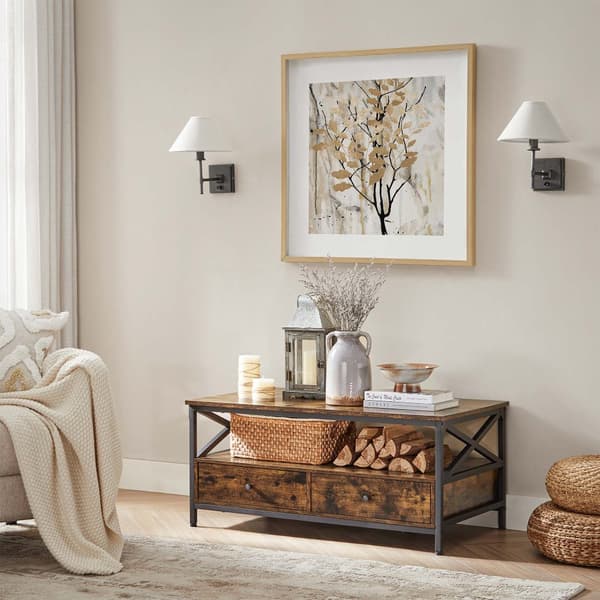 Sofabord - stuebord - med 2 skuffer - 100 x 55 x 45 cm - brun