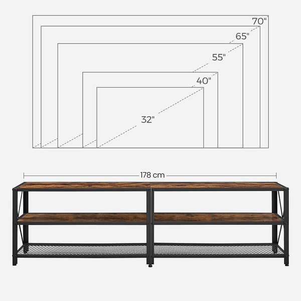 TV -møbler - Lowboard - med hylder - stålramme - brun -sort