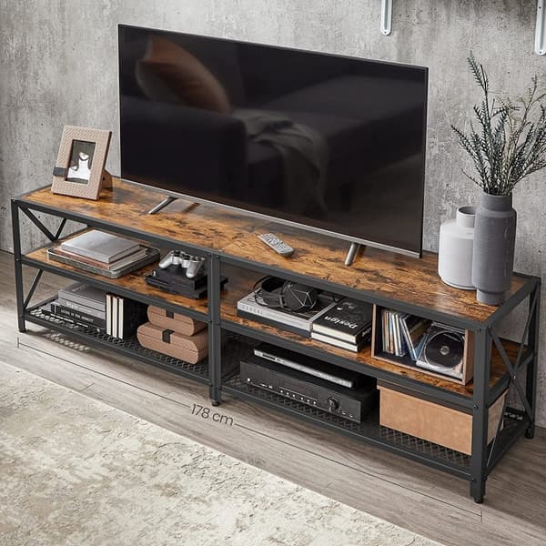 TV -møbler - Lowboard - med hylder - stålramme - brun -sort