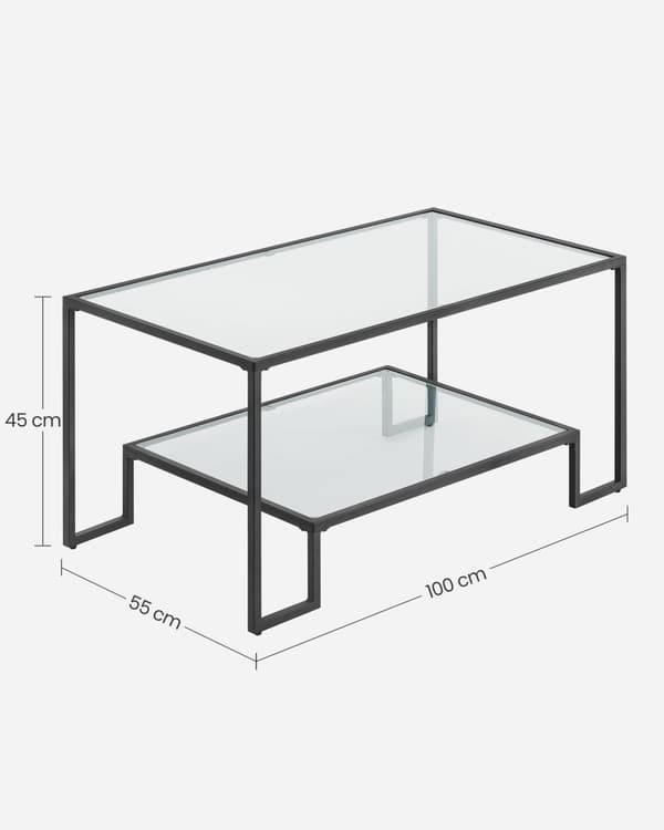 Soffbord - glasbord - stålram - grundläggande svart