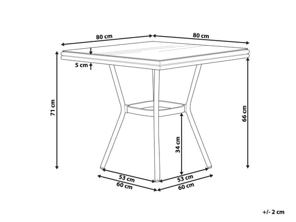Trädgårdsmatbord Aluminiumram Mörkt Trä 80 x 80 cm Skiva Härdat Glas