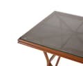 Miniatyrbillede 8 af 9: Spisebord i mørkt træ Aluminiumsstel 80 x 80 cm Topplade i hærdet glas
