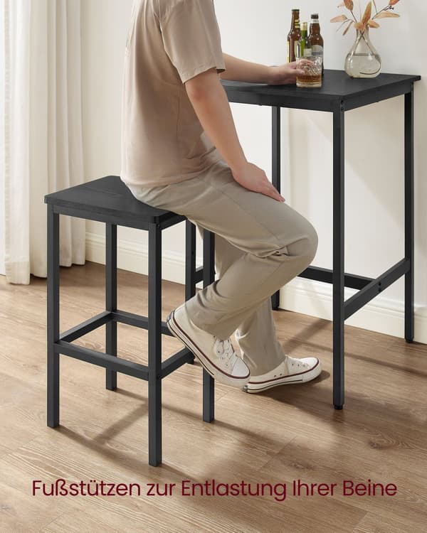 Søjlebord med 2 stole-Kitchen-Ebony Black-Ink Black Black