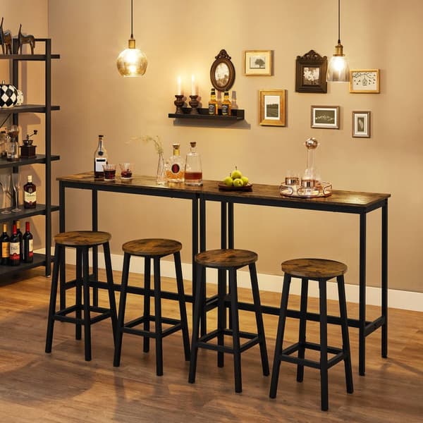 Bartafelset-med 2 barstole-vintage brun-zwart