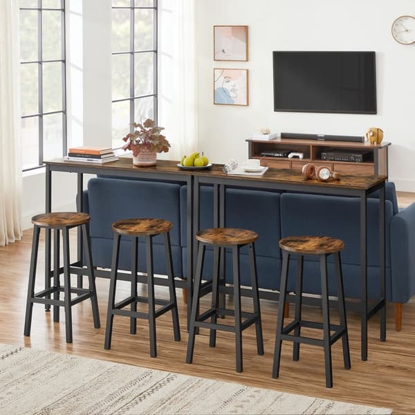Bartafelset-med 2 barstole-vintage brun-zwart