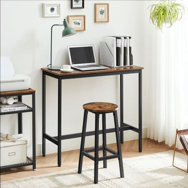 Bartafelset-med 2 barstole-vintage brun-zwart