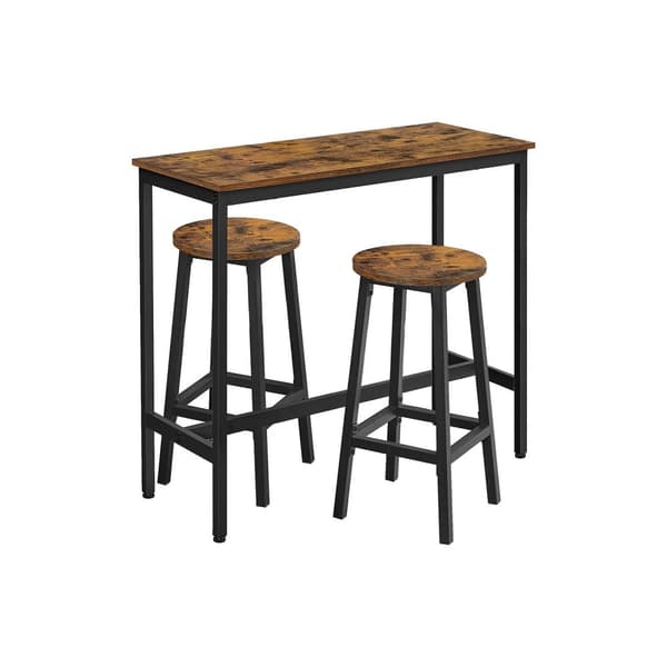 Bartafelset-med 2 barstole-vintage brun-zwart