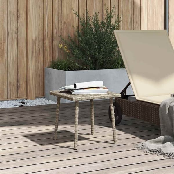 vidaXL havesofabord 40x40x37 cm firkantet polyrattan lysegrå