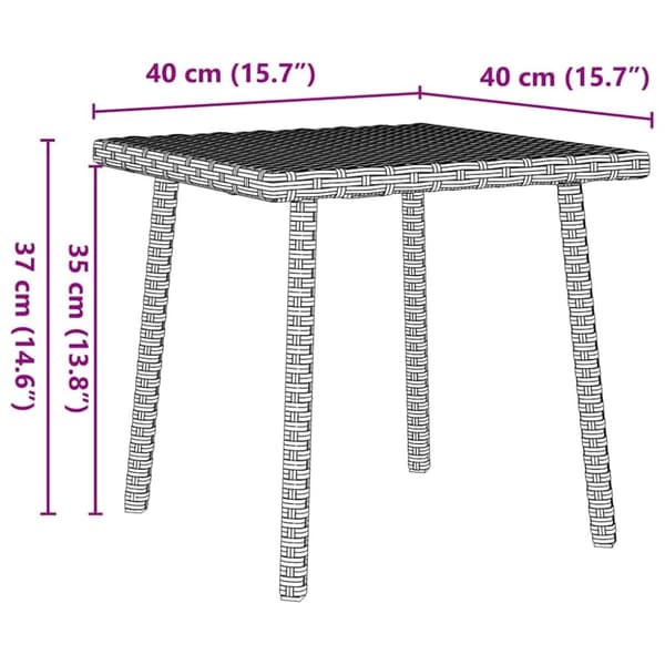vidaXL havesofabord 40x40x37 cm firkantet polyrattan lysegrå