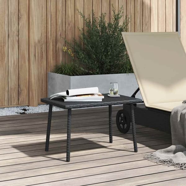 vidaXL Soffbord för trädgården rektangulärt svart 60x40x37 cm