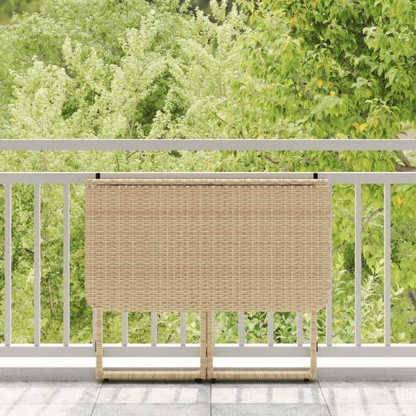 vidaXL hopfällbart trädgårdsbord beige 90x51x75 cm konstrotting