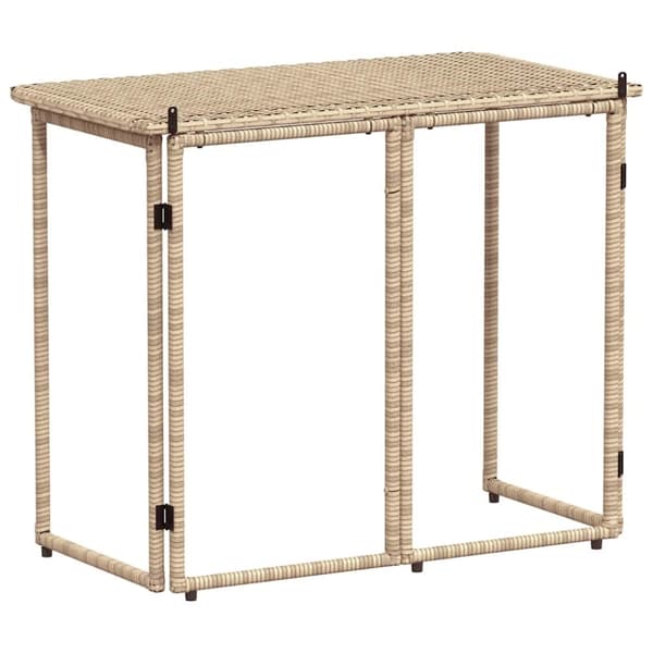 vidaXL hopfällbart trädgårdsbord beige 90x51x75 cm konstrotting