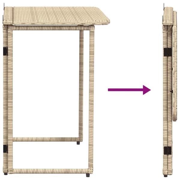 vidaXL hopfällbart trädgårdsbord beige 90x51x75 cm konstrotting