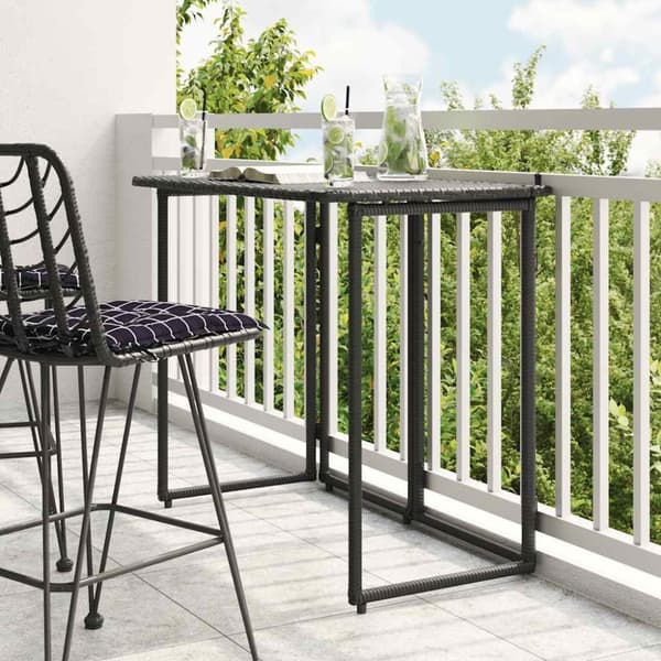 vidaXL foldbart havebord 90x51x75 cm polyrattan sort
