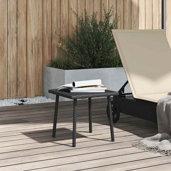 vidaXL Garden sohvapöytä suorakulmainen musta 40x40x37 cm polyrottinki