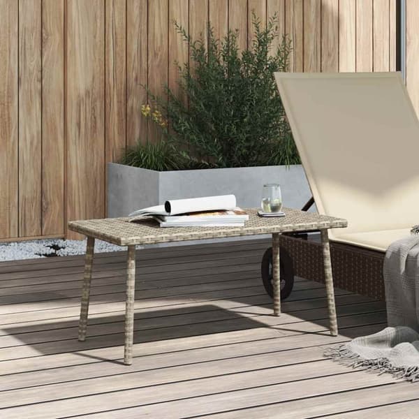 vidaXL havesofabord 80x40x37 cm firkantet polyrattan lysegrå