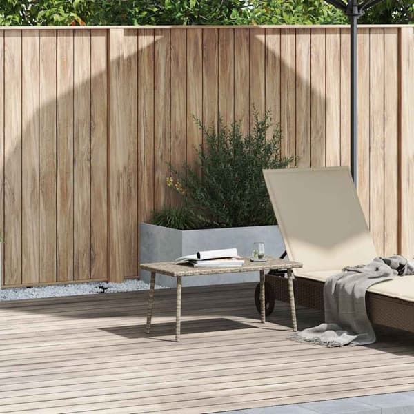 vidaXL havesofabord 80x40x37 cm firkantet polyrattan lysegrå