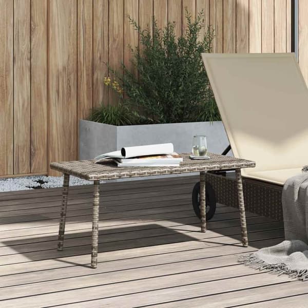 vidaXL Garden sohvapöytä suorakulmainen harmaa 80x40x37cm polyrottinki