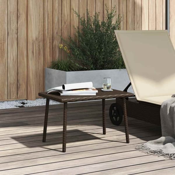 vidaXL havesofabord 60x40x37 cm firkantet polyrattan brun