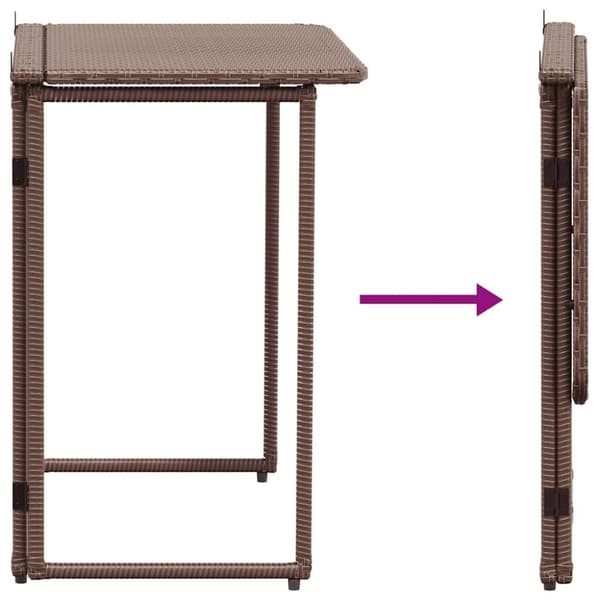 vidaXL foldbart havebord 90x51x75 cm polyrattan brun