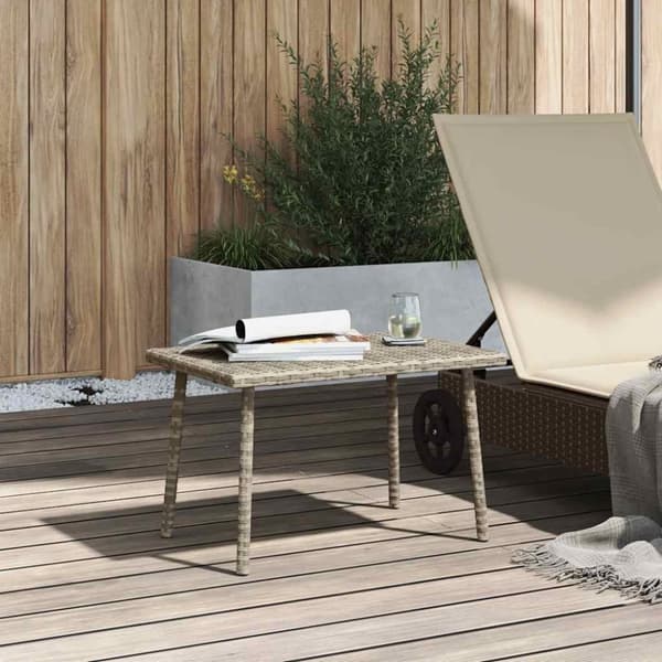 vidaXL havesofabord 60x40x37 cm firkantet polyrattan lysegrå