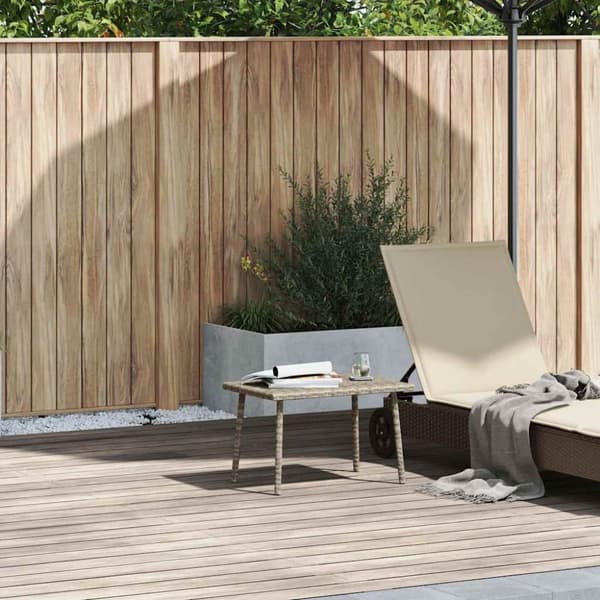 vidaXL havesofabord 60x40x37 cm firkantet polyrattan lysegrå