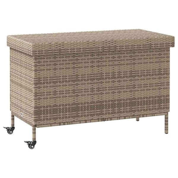 vidaXL puutarhasäilytyslaatikko pyörillä harmaa 110x55x73 cm