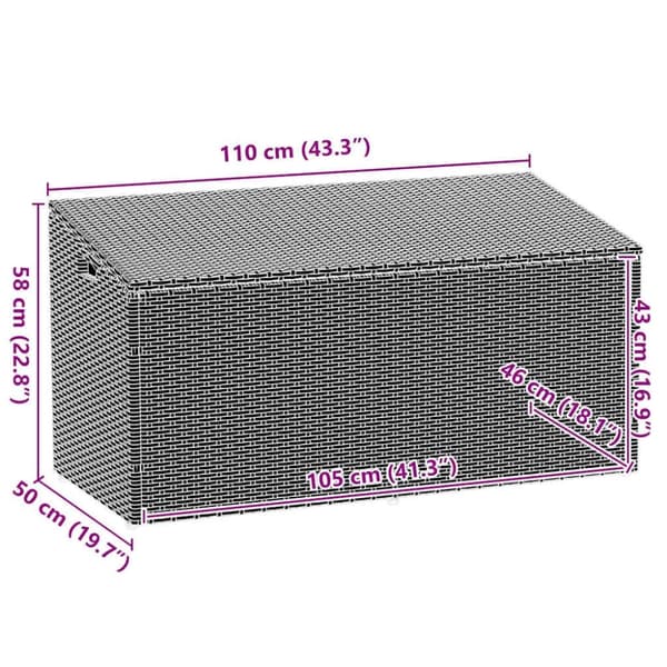 vidaXL Puutarhan säilytyslaatikko ruskea 110x50x58 cm polyrottinki