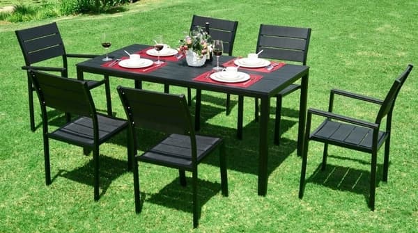 Viking Choice Kestävä HDPE Puuntyylinen Ulkona Pöytä, 156x78cm, Säänkestävä