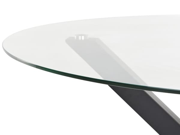 Hagespisebord Svarte Aluminiumsben Transparent Glassplate Rund ø 120 cm Utendørs Moderne