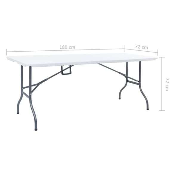 Hopfällbart trädgårdsbord vit 180x72x72 cm HDPE