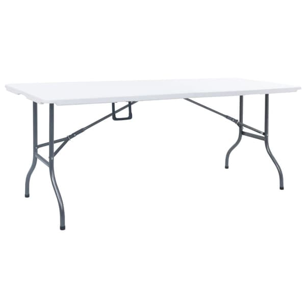 Hopfällbart trädgårdsbord vit 180x72x72 cm HDPE