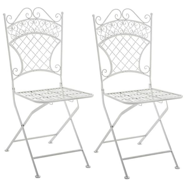Set med 2 vikbara trädgårdsstolar Adelar i smidesjärn med sitthöjd 48 cm, vit