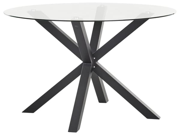 Have-spisebord Sort aluminiumsben Transparent glasplade Rund ø 120 cm Udendørs Moderne