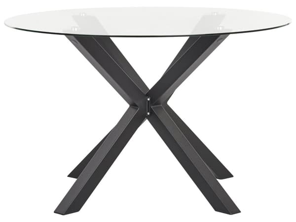 Have-spisebord Sort aluminiumsben Transparent glasplade Rund ø 120 cm Udendørs Moderne