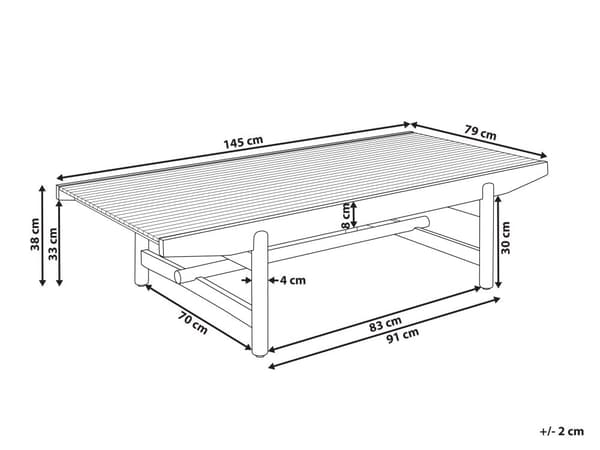 Trädgårdssoffbord Ljust Akaciaträ 145 x 79 cm Utomhus Rustik Design Uteplats Balkong