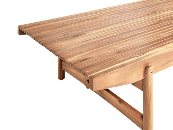 Trädgårdssoffbord Ljust Akaciaträ 145 x 79 cm Utomhus Rustik Design Uteplats Balkong