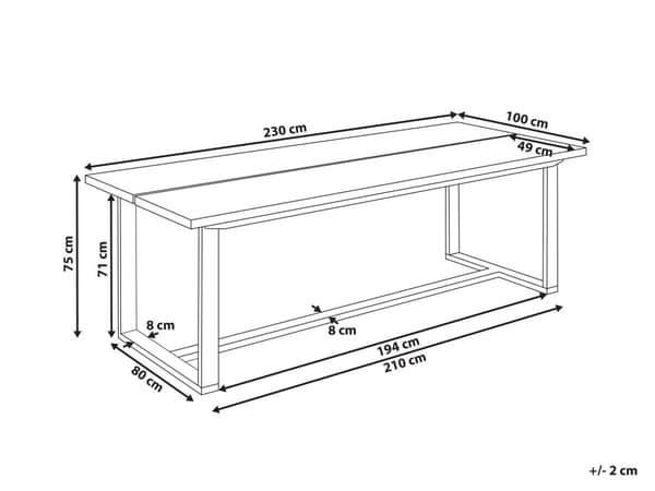 Utendørs spisebord Lyst akasietre 230 x 100 cm 6 personer Rektangulær form Rustikk stil Hagebord