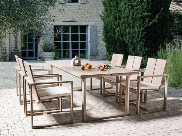 Utendørs spisebord Lyst akasietre 230 x 100 cm 6 personer Rektangulær form Rustikk stil Hagebord